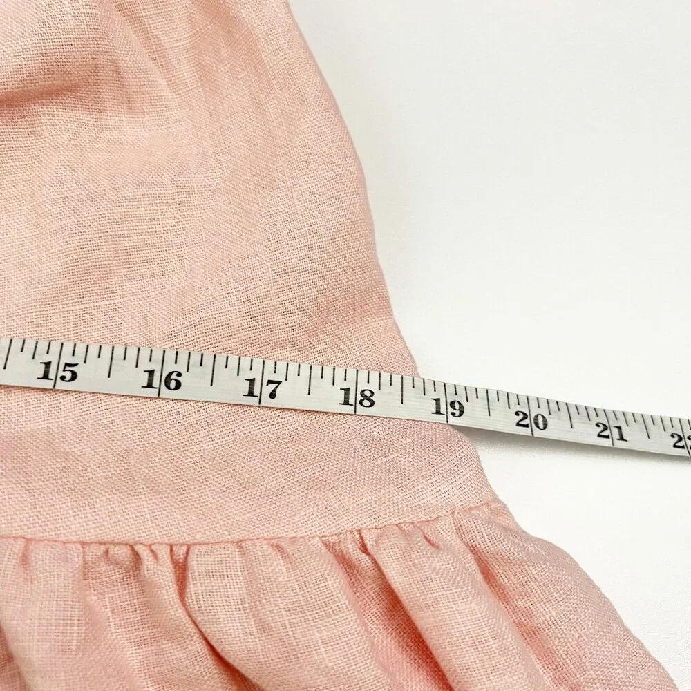 Bardot Mimi Cutout Dress 100% Linen Mini Women's Size US6 Soft Pink Puff Sleeves - Picture 10 of 15